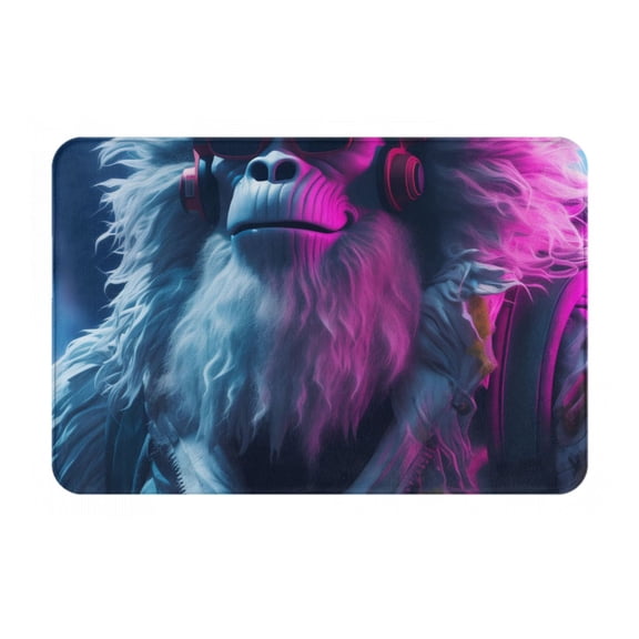 Rateoe Hip-Hop Glasses Gorilla Pattern Flannel Door Mat Indoor Outdoor Entrance, Waterproof All-Weather Doormat,Fade Resistant, Low Profile Entryway Mat 16x24in