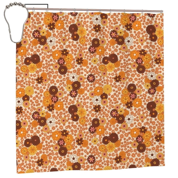 Rateoe Hippie Ditsy Floral Shower Curtain - Fancy Bathroom Shower Curtain Sets - Waterproof Shower Curtain with Hooks with 12 Plastic Hooks 72x72 Inches