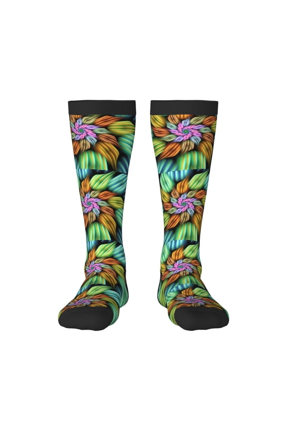 Hippie Style Pattern Women’s Knee High Crew Socks,Trouser Socks Comfortable, Breathable, Moisture-Wicking and Soft