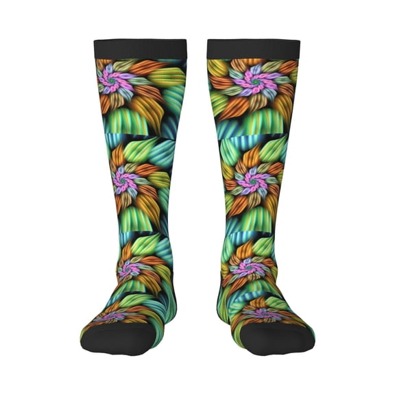 Rateoe Hippie Style Pattern Women’s Knee High Crew Socks,Trouser Socks Comfortable, Breathable, Moisture-Wicking and Soft