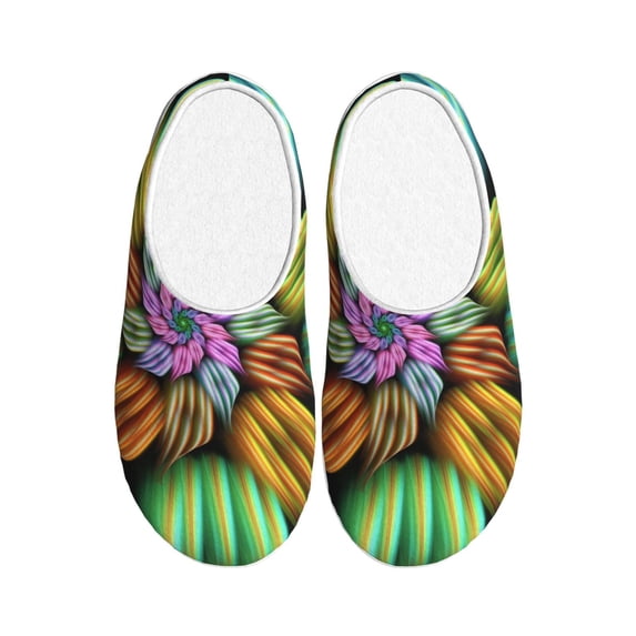 Rateoe Hippie Style Print Women's Men's Cotton Knit Slippers Lightweight Memory Foam Indoor House Shoes with Anti-Skid Sole-46/47