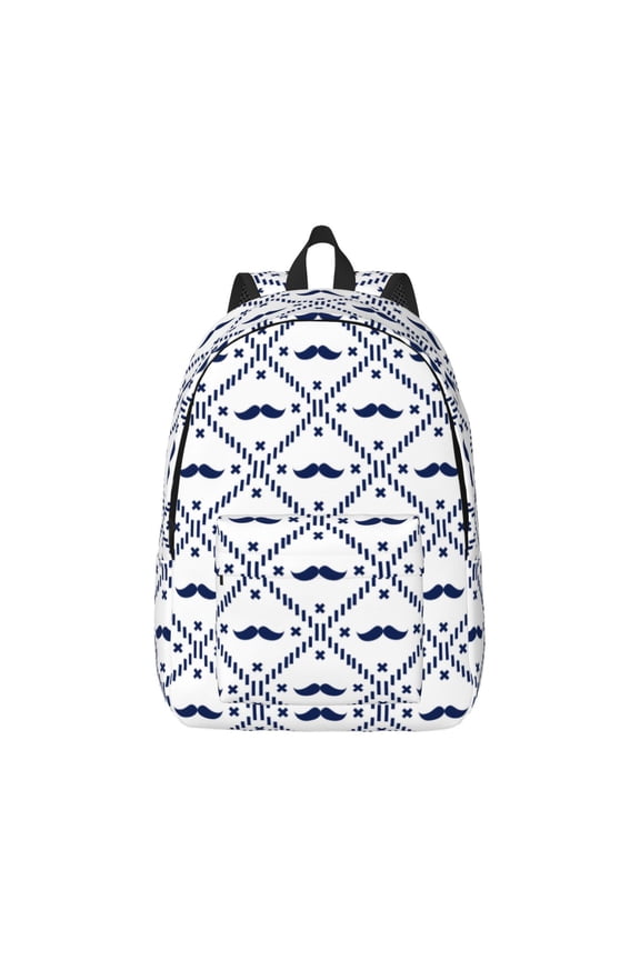 Hipster Mustache Pattern Canvas College Laptop Backpack,Travel Daypack,Durable Rucksack Travel Notebook Bag School Backpack Book Bag for Men Women-Small