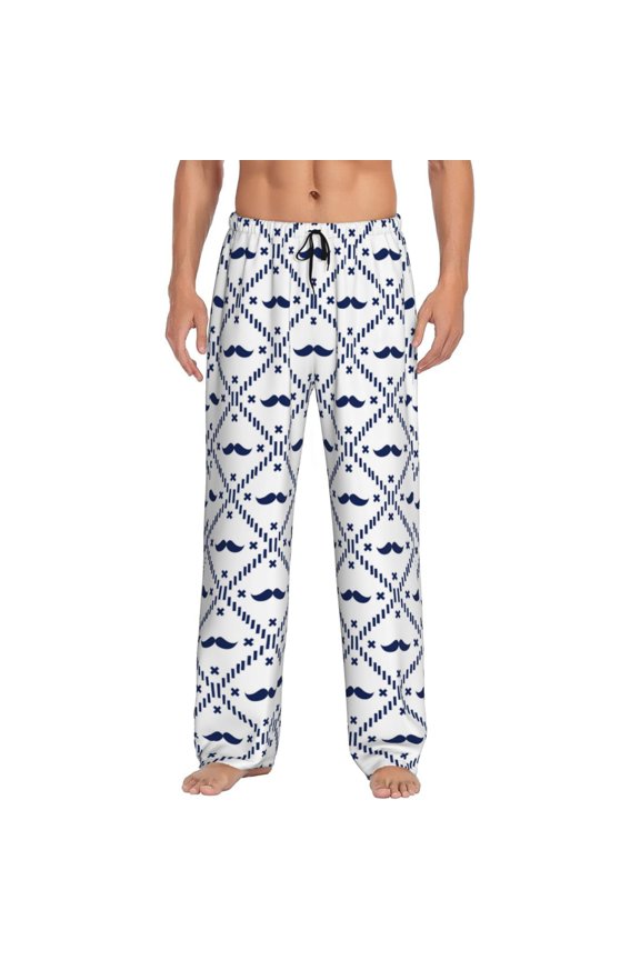 Hipster Mustache Pattern Men’s Ultra-Soft Comfy Pajama Lounge Pants Sleepwear,Comfortable Lounge Wear,lightweight Pajamas, Casual Home Wear-Medium