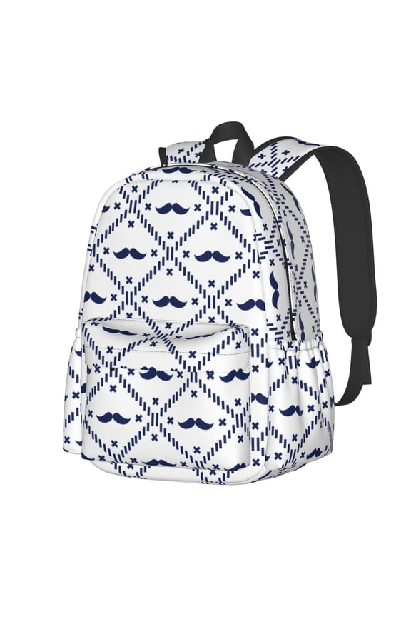 Hipster Mustache Pattern Student Backpack,Backpack for School,Lightweight Bag,Travel Backpack,Outdoor Backpack,Large Capacity Backpack