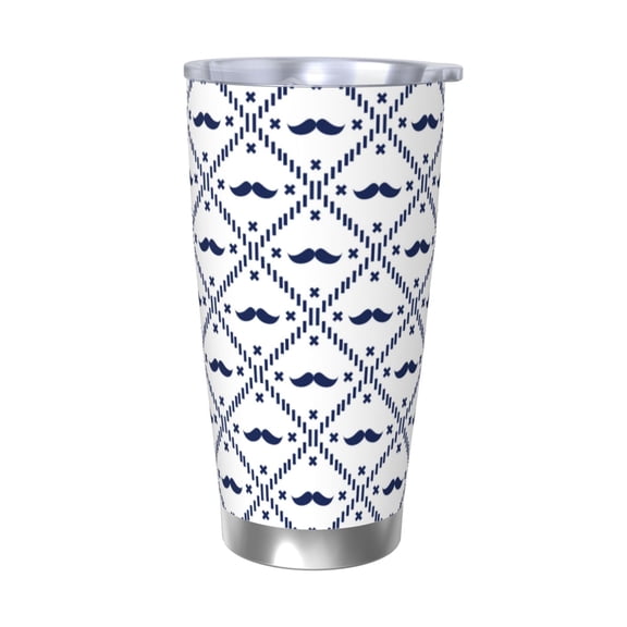 Rateoe Hipster Mustache Printed Car Guy Gifts for Men Women Tumbler - 20oz/590ml Double Wall Vacuum Insulated Stainless Steel Travel Tumbler Cups with Lid & Straw-Without Straw