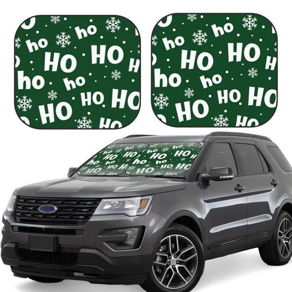 Rateoe Ho Ho Ho A Pattern 2 Piece Car Windshield Sun Shade Foldable | Front Windshield Shade for Sun, Heat and UV Rays | Sunshade for Car Front Window-Large
