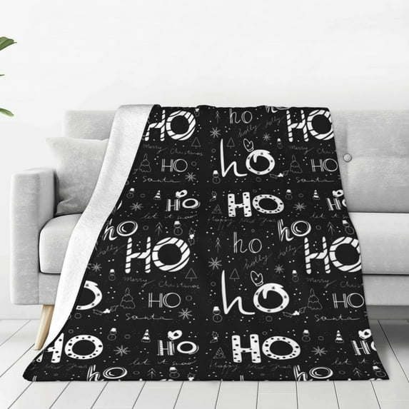 Rateoe Ho-Ho-Ho 2 Print Fuzzy Fleece Throw Blanket Extra Large,Super Soft,Fluffy and Warm Blankets for Couch,Bed,All Season Use (50"x40")