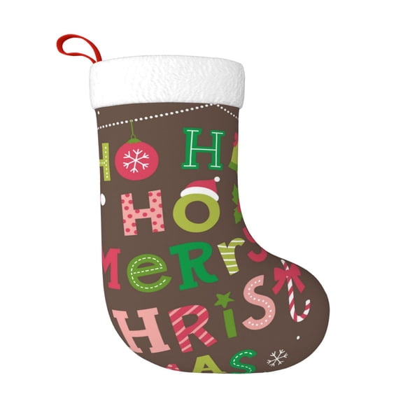 Rateoe Ho Ho Ho Merry Christmas Print Christmas Stockings,18 Inch Large Christmas Stockings Decoration Ornaments for Holiday Home Fireplace Indoors