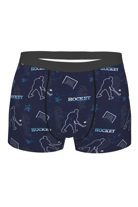 Hockey Players Mens Boxer Briefs Poly Spandex Performance Boxer Briefs Underwear Hem Boxer Briefs - Medium
