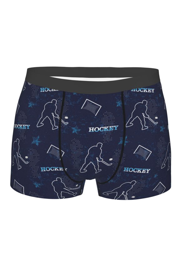 Hockey Players Mens Boxer Briefs Poly Spandex Performance Boxer Briefs Underwear Hem Boxer Briefs - Small