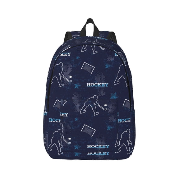 Rateoe Hockey Players Pattern Canvas College Laptop Backpack,Travel Daypack,Durable Rucksack Travel Notebook Bag School Backpack Book Bag for Men Women-Medium