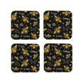 thumbnail image 1 of Rateoe Hohey Bee Golden Embroidery Drawing Drink Coasters Set of 4 Leather Coasters Spill Protection for Table Desk,Durable and Non Slip Leather Coaster ,4 Inches Drink Mats-Square, 1 of 6
