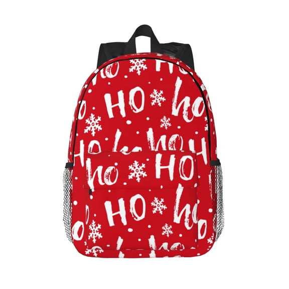 Rateoe Hohoho Pattern Student Backpack Water-resistant Backpack 15-inch Laptop Backpack Lightweight Adjustable School Backpack