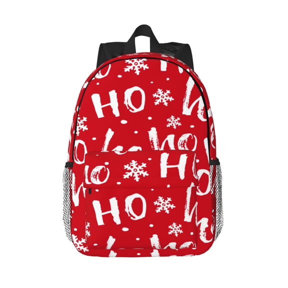 Rateoe Hohoho Pattern Student Backpack Water-resistant Backpack 15-inch Laptop Backpack Lightweight Adjustable School Backpack