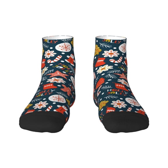 Rateoe Holiday Christmas Cookies Pattern Quarter Crew Socks,Toe Seamed Ankle Socks,Cotton Cushioned Breathable Athletic Crew Sports Socks