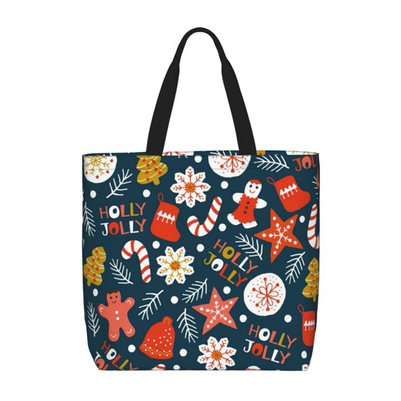 Rateoe Holiday Christmas Cookies Print Lightweight Tote Bag for Women, Water-Resistant Shoulder Bag with Zipper, Spacious Casual Handbag for Work, School, Shopping