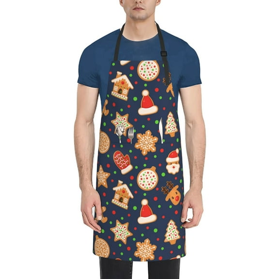 Rateoe Holiday Gingerbreads Aprons with Pocket,Men Womens Aprons Waterproof Adjustable Cooking Aprons for Kitchen Gardening and Salon