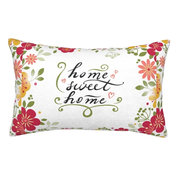 Rateoe Home Sweet Home Floral Pattern Decorative Pillow Case,Throw Pillow Covers,Plush Pillow Cover,Soft Pillow Case,Velvet Pillow Case-14"x20"
