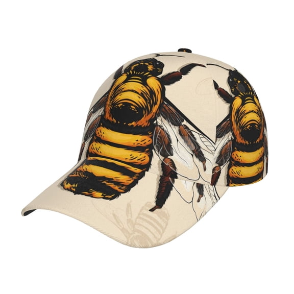 Rateoe Honey Bee Pattern Baseball Cap Outdoor Cap Mountain Dad Hat - Unstructured Soft Cotton Cap-Adjustable UV Protection Cap