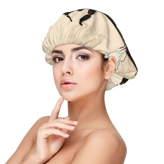 Rateoe Honey Bee Pattern Silk Satin Hair Bonnet for Sleeping, Adjustable Sleep Cap Turban for Women , Curly Straight Hair Long Large Braid