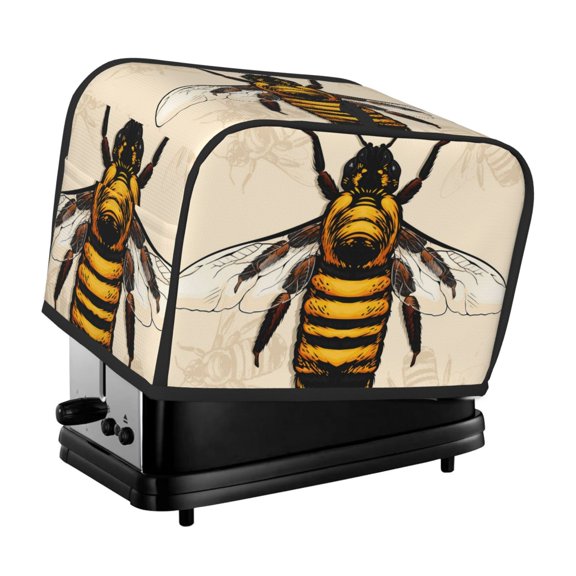 Rateoe Honey Bee Pattern Toaster Covers 2 Slice Wide Slot,Bread Machine Cover,Bread Dust Cover & Fingerprint Protection,Appliance Covers