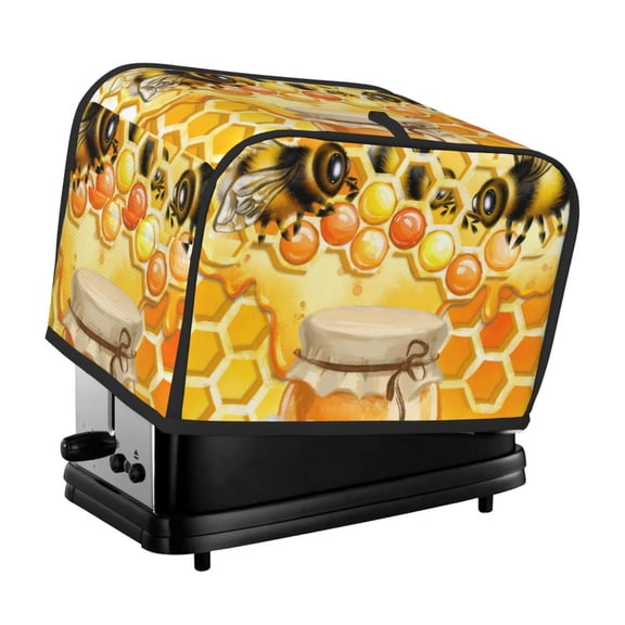 Rateoe Honey Bee Pattern Toaster Covers 2 Slice Wide Slot,Bread Machine Cover,Bread Dust Cover & Fingerprint Protection,Appliance Covers