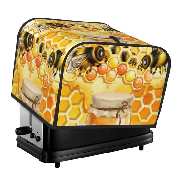 Rateoe Honey Bee Pattern Toaster Covers 4 Slice Wide Slot,Bread Machine Cover,Bread Dust Cover & Fingerprint Protection,Appliance Covers
