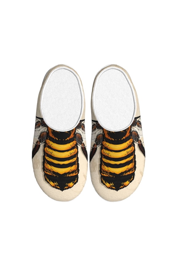 Honey Bee Print Women's Men's Cotton Knit Slippers Lightweight Memory Foam Indoor House Shoes with Anti-Skid Sole-37/38