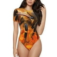 thumbnail image 1 of Rateoe Honeybee On Vibrant Flower Printed Women Rash Guard Short Sleeve,Tummy control Swimsuit Surfing Swimsuit Bathing Suit Short-sleeved Onesie UPF 50+ -XX-Large, 1 of 7