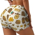thumbnail image 1 of Rateoe Honeycomb And Honey Printed Power Workout Shorts for Women Tummy Control Squat Proof Ribbed Thick Seamless Scrunch Active Short-Large, 1 of 8