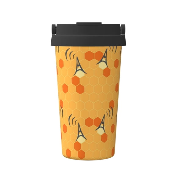 Rateoe Honeycomb Pattern Travel Coffee Mug Tumbler with Flip Lid | Reusable Insulated Stainless Steel Cold Brew Iced Coffee Cup Thermos