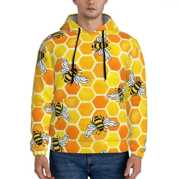 Rateoe Honeycombs Pattern Mens Hoodie, Pullover Hooded Sweatshirt, Kangaroo Pocket Hoodie Ideal for Daily Wear, Travel and Home-Small