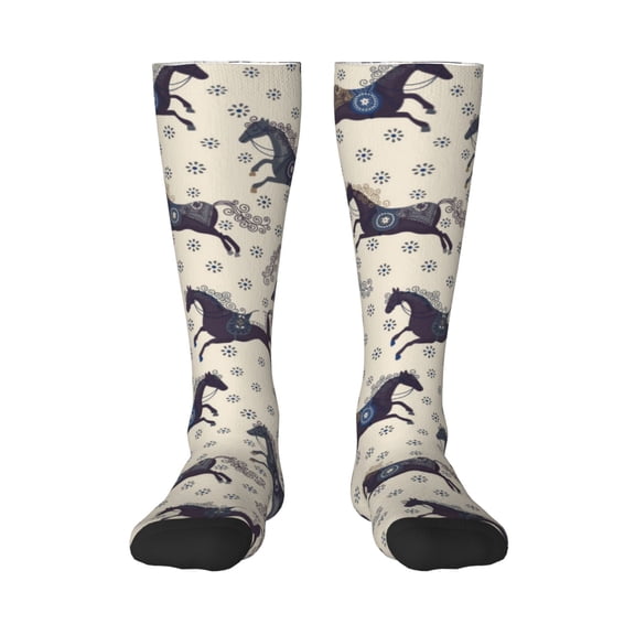 Rateoe Horse Pattern Women’s Knee High Crew Socks,Trouser Socks Comfortable, Breathable, Moisture-Wicking and Soft