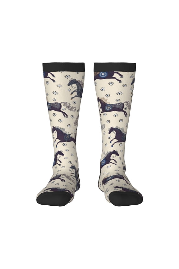 Horse Pattern Women’s Knee High Crew Socks,Trouser Socks Comfortable, Breathable, Moisture-Wicking and Soft