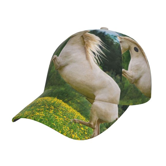 Rateoe Horse Rearing Up In The Field Pattern Mens Baseball Cap Adjustable Curved Brim Hat, Soft Cotton Sports Cap for Outdoor, Casual, and Everyday Wear, Comfortable & Breathable