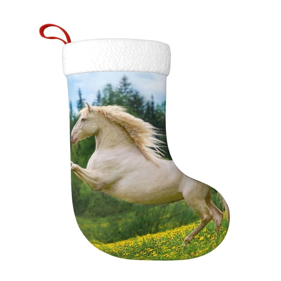 Rateoe Horse Rearing Up In The Field Print Christmas Stockings,18 Inch Large Christmas Stockings Decoration Ornaments for Holiday Home Fireplace Indoors