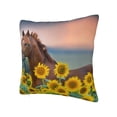 thumbnail image 1 of Rateoe Horse Sunflowers Pattern Throw Pillow Cover Premium Pillow Stuffer Sham Square for Decorative Cushion Bed Couch Sofa(Pillow insert not included), 1 of 8