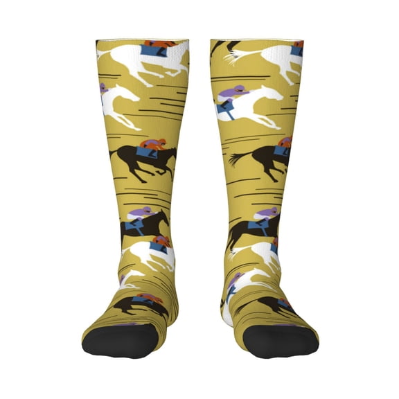 Rateoe Horsemen In Horseraces Pattern Women’s Knee High Crew Socks,Trouser Socks Comfortable, Breathable, Moisture-Wicking and Soft