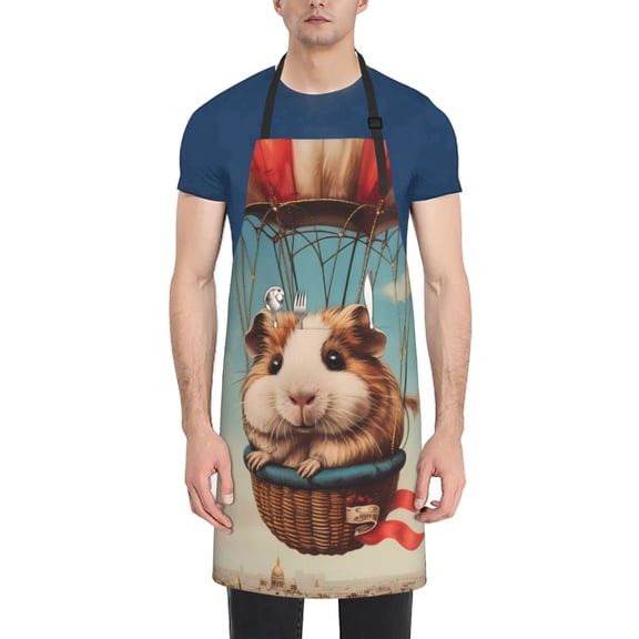 Rateoe Hot Air Balloon Guinea Pig Aprons with Pocket,Men Womens Aprons Waterproof Adjustable Cooking Aprons for Kitchen Gardening and Salon