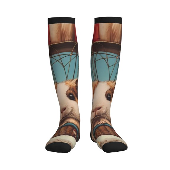 Rateoe Hot Air Balloon Guinea Pig Compression Socks for Women and Men 20-30mmHg-Circulation Support Socks Knee High Nurse Pregnant Running Medical and Travel Athletic