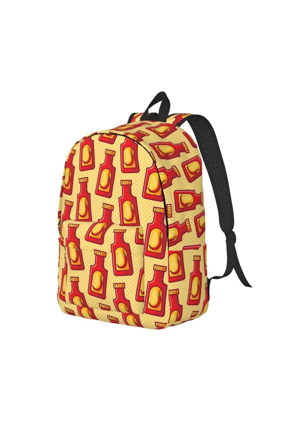 Hot Chili Pattern Durable Canvas Backpack for Men & Women – Stylish & Lightweight – Adjustable Straps, Multiple Pockets – Fits 15-17 Inch LaptopsSmall