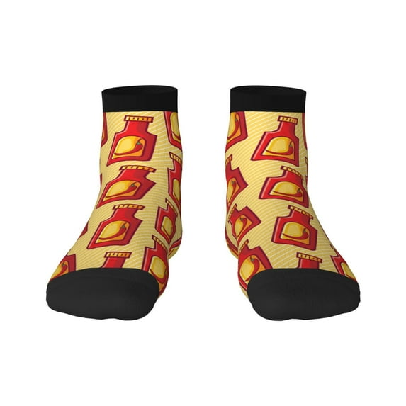 Rateoe Hot Chili Pattern Quarter Crew Socks,Toe Seamed Ankle Socks,Cotton Cushioned Breathable Athletic Crew Sports Socks