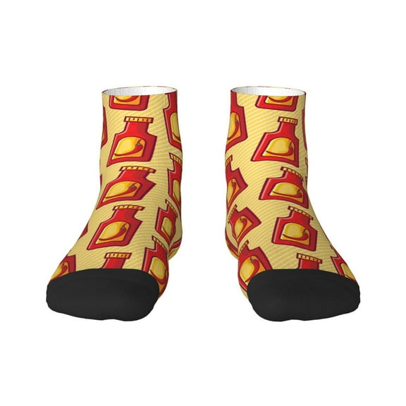 Rateoe Hot Chili Pattern Quarter Crew Socks,Toe Seamed Ankle Socks,Cotton Cushioned Breathable Athletic Crew Sports Socks