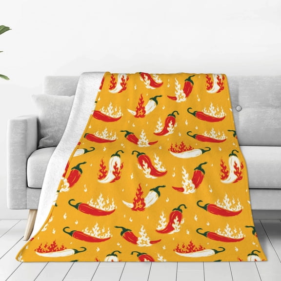 Rateoe Hot Chilli Print Fuzzy Fleece Throw Blanket Extra Large,Super Soft,Fluffy and Warm Blankets for Couch,Bed,All Season Use (60"x50")