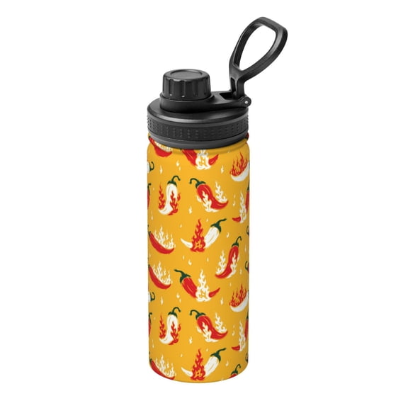 Rateoe Hot Chilli Printed 18oz Sports Insulated Water Bottle, Double-Wall Stainless Steel Kettle with Leak-Proof Cap and Carry Loop, BPA-Free for Outdoor, Gym, Camping, and Travel