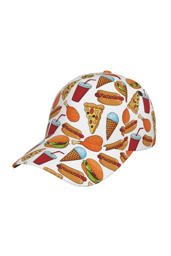 Hot Dog Burger Pattern Baseball Cap Outdoor Cap Mountain Dad Hat - Unstructured Soft Cotton Cap-Adjustable UV Protection Cap