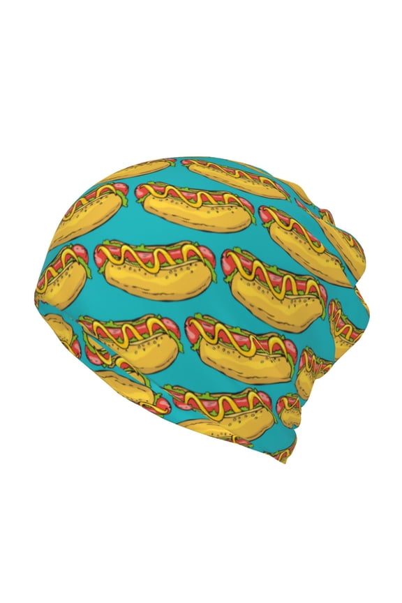 Hot Dogs 8 Cotton Slouchy Beanie Hat for Men/Women,Lightweight Oversize Large Thin Skull Cap Night Sleeping Cap