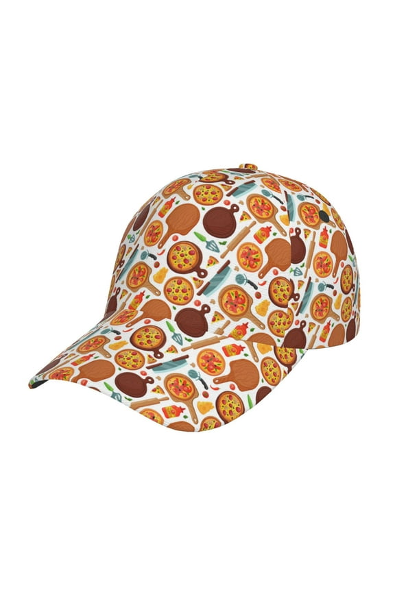 Hot Fresh Pizza Pattern Baseball Cap Outdoor Cap Mountain Dad Hat - Unstructured Soft Cotton Cap-Adjustable UV Protection Cap