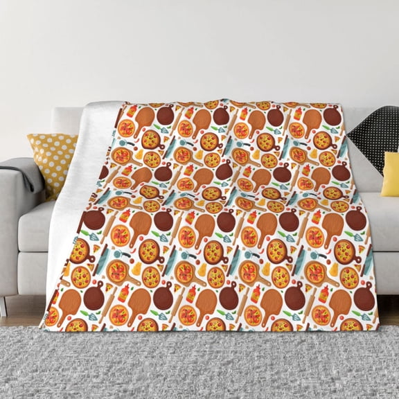 Rateoe Hot Fresh Pizza Pattern Flannel Throw Blanket, Ultra-soft Blanket for Bed, Couch, Car, Hypoallergenic Anti-pilling blanket-