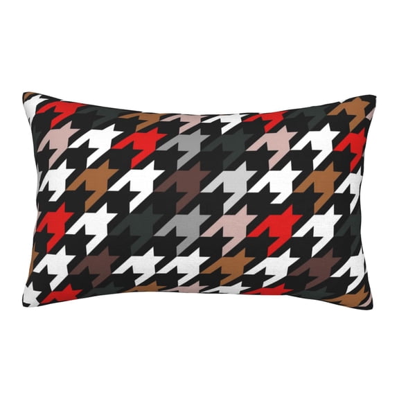 Rateoe Houndstooth Green Red Pattern Pillow Covers with Invisible Zipper(Pillows are not Included) Standard Pillowcases-16"x24"
